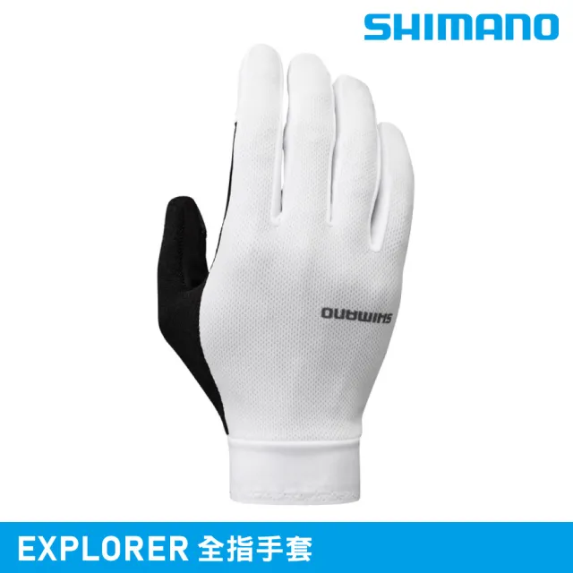 【SHIMANO】全指手套 EXPLORER｜白色 XS-XL (可觸控螢幕 單車手套 自行車手套 城市綠洲)