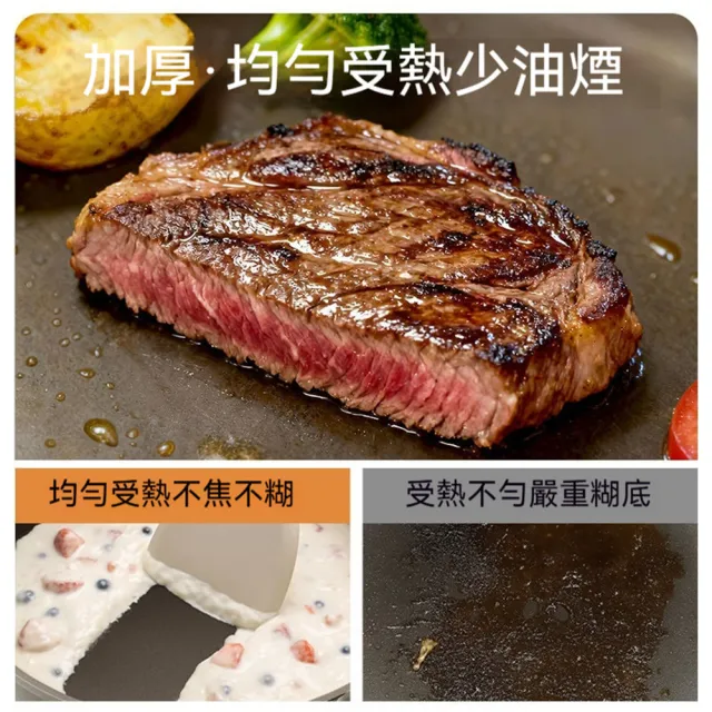 【Quality 聚家】平底鍋 炒菜鍋 裸鈦0塗層 26*8CM 2-4人使用 煎炒鍋 鋼化玻璃蓋 無塗層不粘鍋