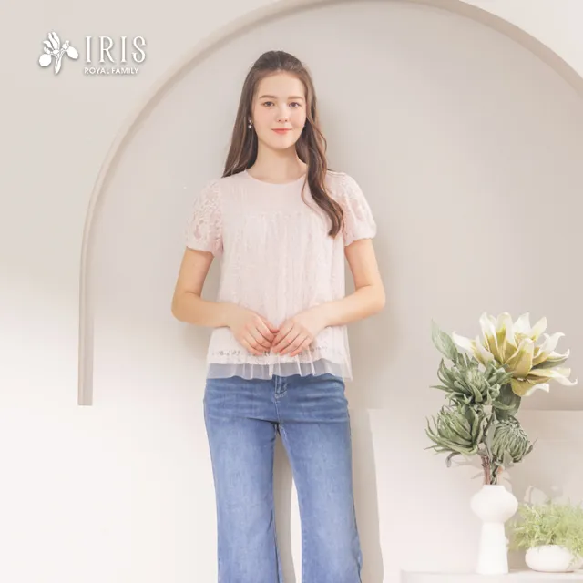 【IRIS 艾莉詩】清雅蕾絲網紗上衣-5色(52149)