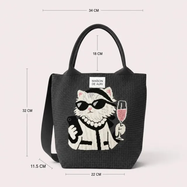 【MAISON DE AURI】Trunk Grande COCO CAT｜可可貓 大提包 / 厚針織