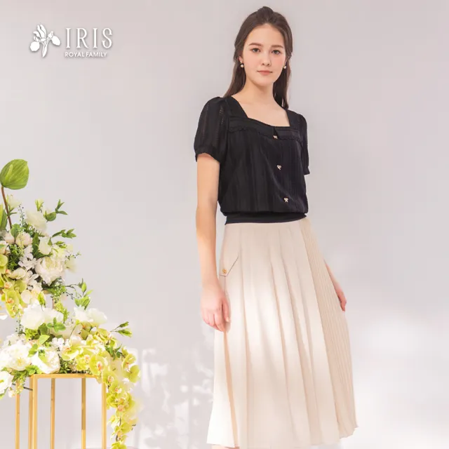 【IRIS 艾莉詩】知性壓褶拼接裙-2色(52234)