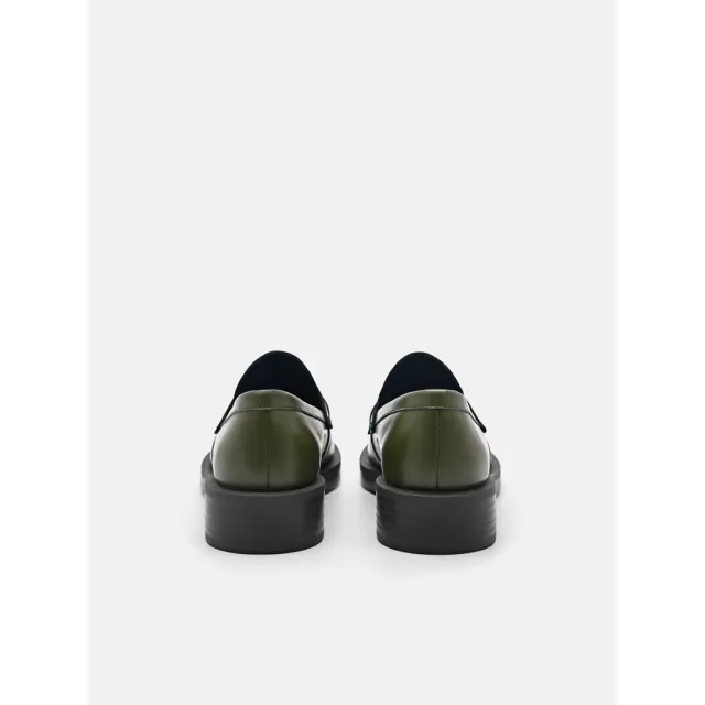 【PEDRO】Icon 女真皮樂福鞋-軍綠色(小CK集團品牌 官方直營 商務必備)