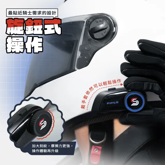 【Philo 飛樂】Jazz5s 1200Mah 4入組 全混音 安全帽藍牙對講耳機｜旋鈕版(藍芽安全帽/安全帽藍牙耳機)