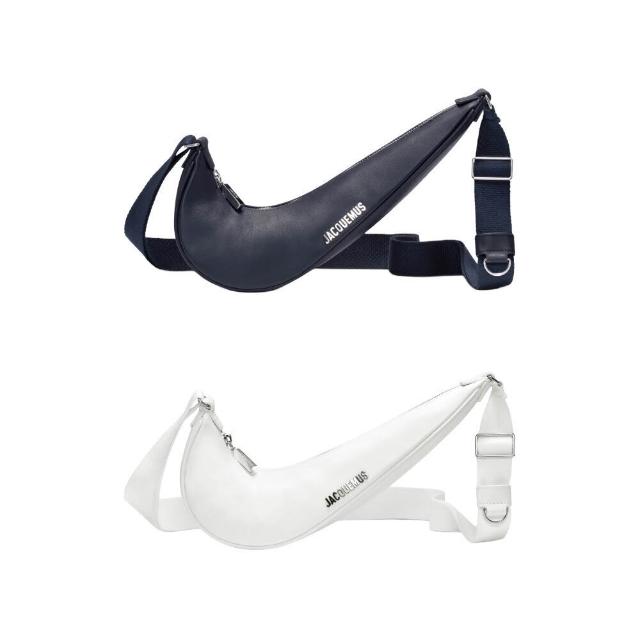 【NIKE 耐吉】Jacquemus x Nike Swoosh Bag 皮革勾勾側背包 黑/白 DQ0324