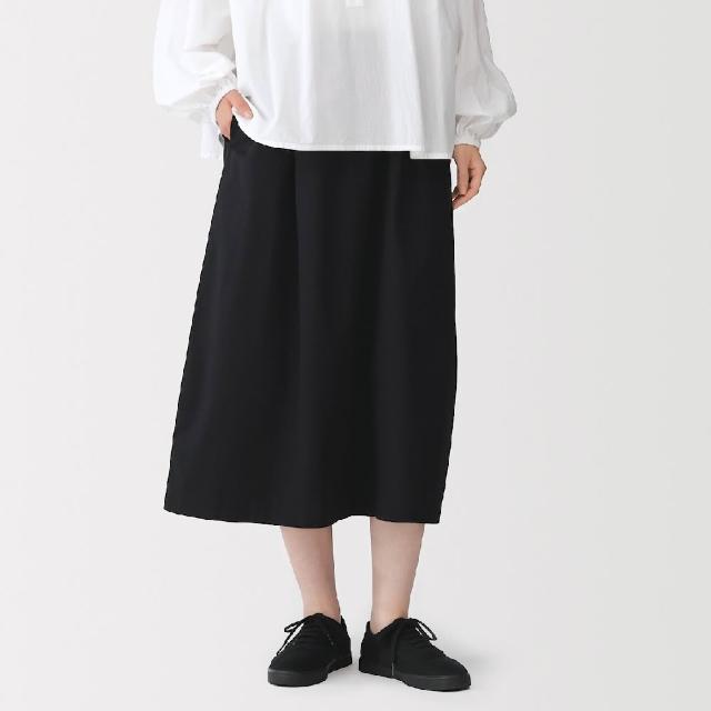 【MUJI 無印良品】女水洗棉舒適裙(黑色/卡其)