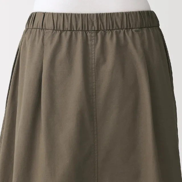 【MUJI 無印良品】女水洗棉舒適裙(黑色/卡其)