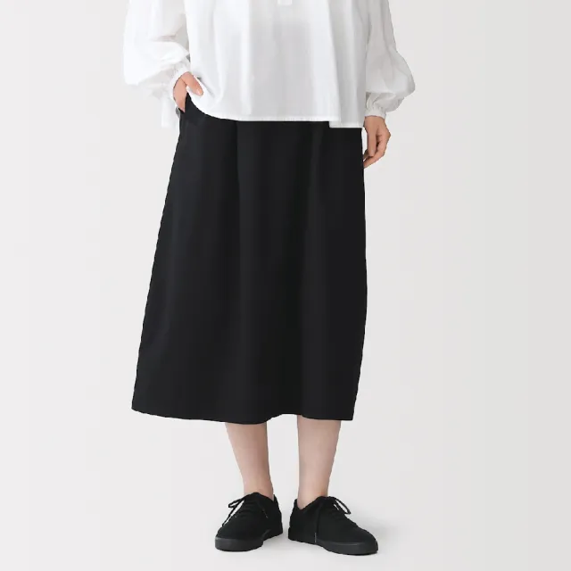 【MUJI 無印良品】女水洗棉舒適裙(黑色/卡其)