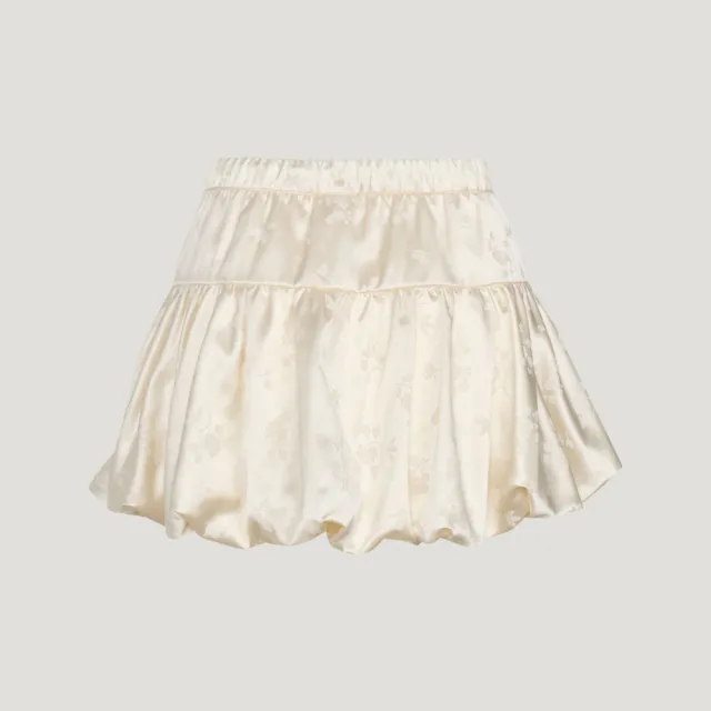 【adidas 愛迪達】Bubble Skirt 女 短裙 泡泡裙 米 奶油白 亞版 垂墜感(KY5749)
