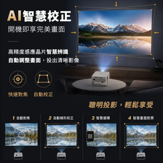 【YABER】YABER 月映 L1 Pro 智慧投影機 1080P 微型投影機 自動對焦 自動梯形校正 330°旋轉