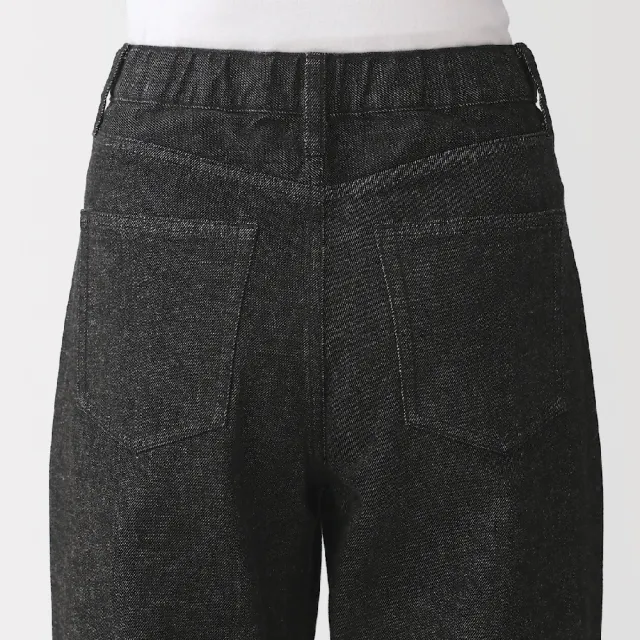 【MUJI 無印良品】女吉貝木棉混丹寧直筒褲(黑色)
