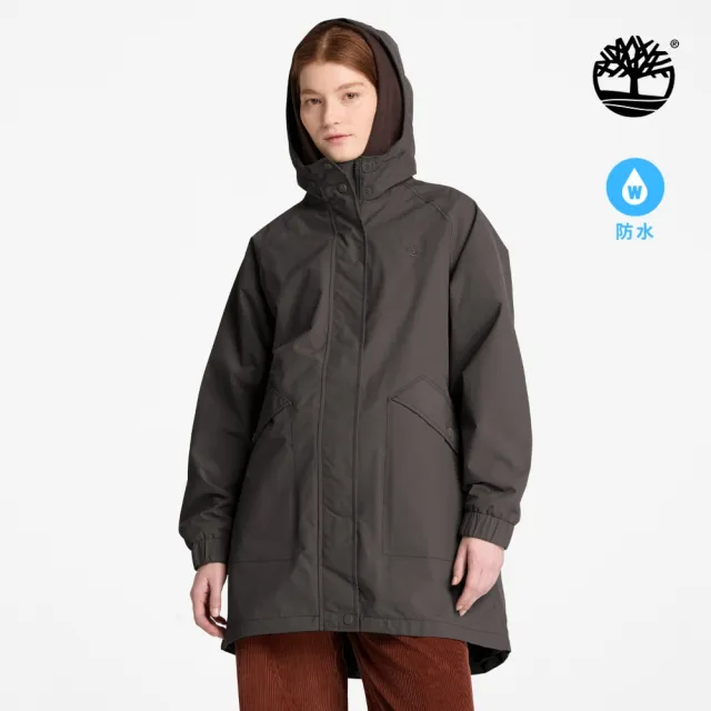 【Timberland】灰黑色寬版防水派克大衣 防水外套 風衣外套  女 (0YH4YCN1)