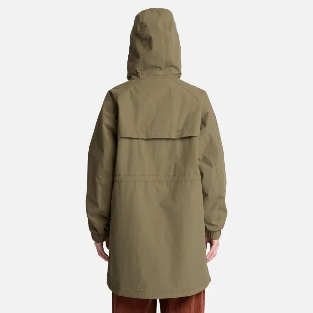 【Timberland】褐綠色寬版防水派克大衣 防水外套 風衣外套  女 (0YH4YAIE)