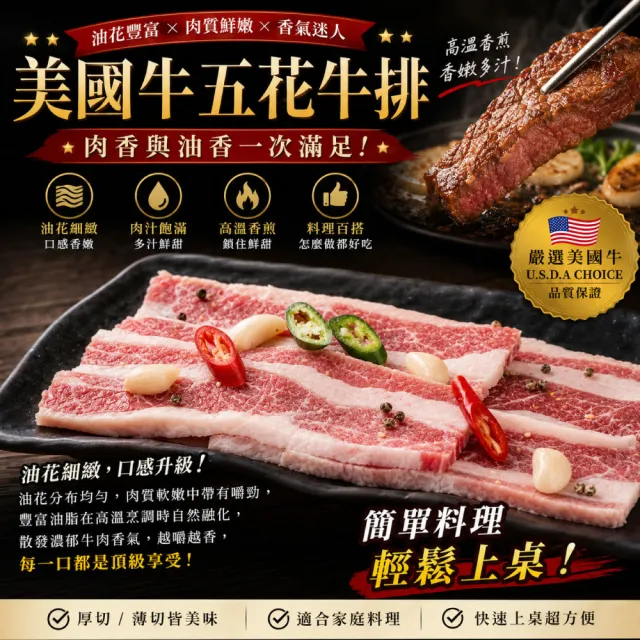 【約克街肉鋪】豪鮮_美國安格斯凝脂牛五花牛排20片(100g±10%/片)