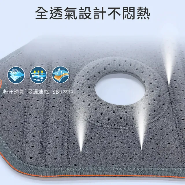 Sunmat 全透氣可調式運動護膝1入 加厚環狀墊圈 穩定支撐防滑吸汗 半月板髕骨護具 打球跑步登山