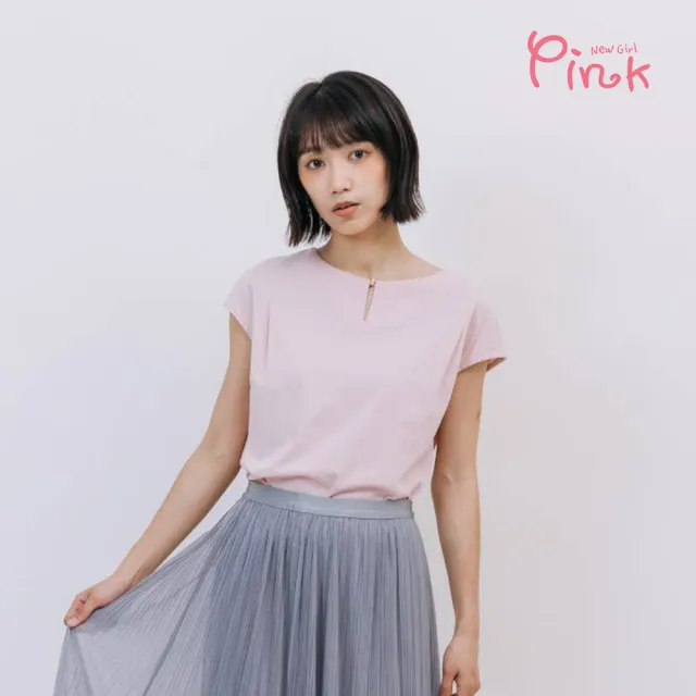 【PINK NEW GIRL】經典鏤空水滴領落肩連袖寬鬆上衣 (3色) A4305AD
