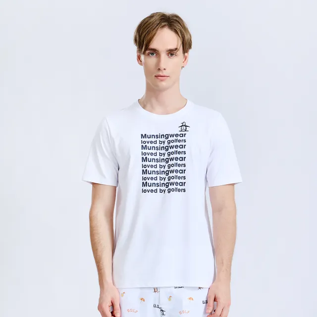 【Munsingwear】企鵝牌 男款白色 美式休閒字母印花短袖T恤 MGXL2502