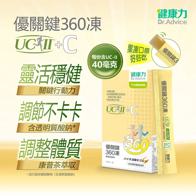 【Dr.Advice 健康力】優關鍵360凍10入x3盒(共30入)(UCII 維生素C 鳳梨酵素 MSM 靈活關鍵 限時優惠)
