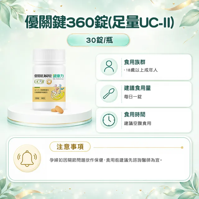 【Dr.Advice 健康力】優關鍵360錠30錠x2瓶(UC-II錠 MSM 靈活關鍵)