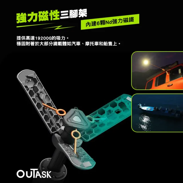 【OUTASK】戶外伸縮照明燈(探照燈 磁吸燈 工作燈 戶外照明 露營 逐露天下)
