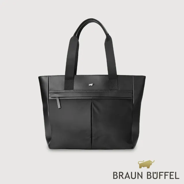 【BRAUN BUFFEL 德國小金牛】雷諾瓦-TW1 托特包-黑色(BF707-57-BK) 男包送禮推薦