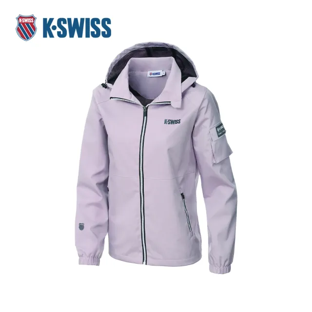 【K-SWISS】運動外套 25FW ATTACHED HD JKT 防風 連帽 女款 紫色 1912720-455