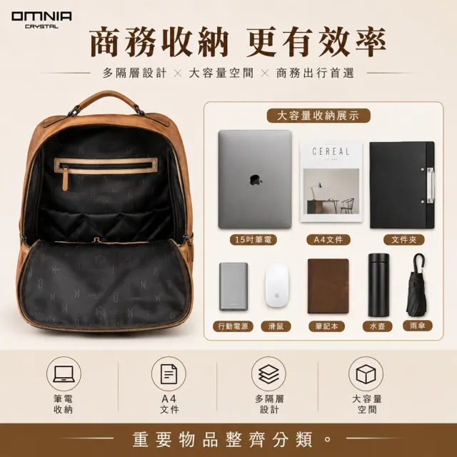 【WHOSE BAG】雙11 韓國真皮商務後背包 買一送一｜送頭層牛皮真皮長夾 15吋筆電大容量雙肩包 NO.