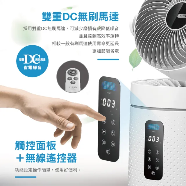 【CHIMEI 奇美】智能空氣循環HEPA微濾淨UV殺菌三合一清淨機 小白淨(AP-09FRC1)