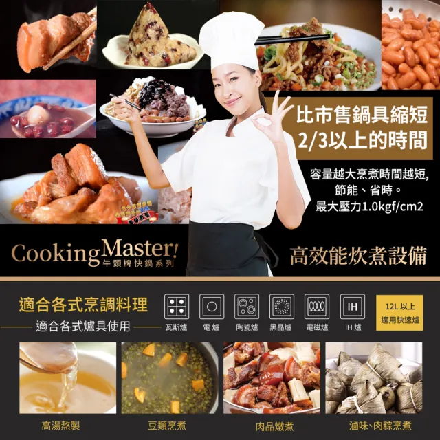 【Buffalo 牛頭牌】雅適商用快鍋12L (壓力鍋/304不鏽鋼/SGS檢測/電磁爐.IH爐可/營業用)