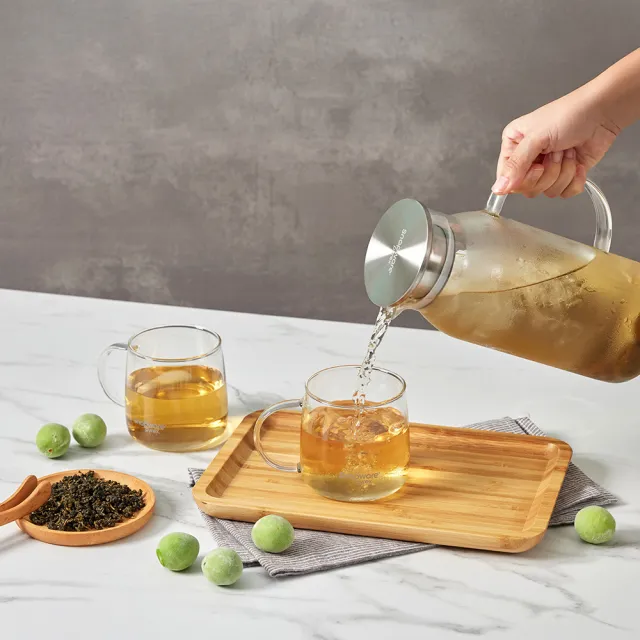 【CorelleBrands 康寧餐具】SNAPWARE耐熱玻璃水壺/冷水壺/桌上壺-兩款任選(1600ml+500mlx2/1750ml+500mlx2)