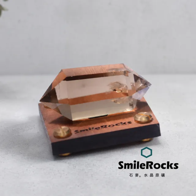 【SmileRocks 石麥】石麥水晶原礦  雙尖茶水晶 SmilePAD 6X6cm 2000優購 No.62607260729