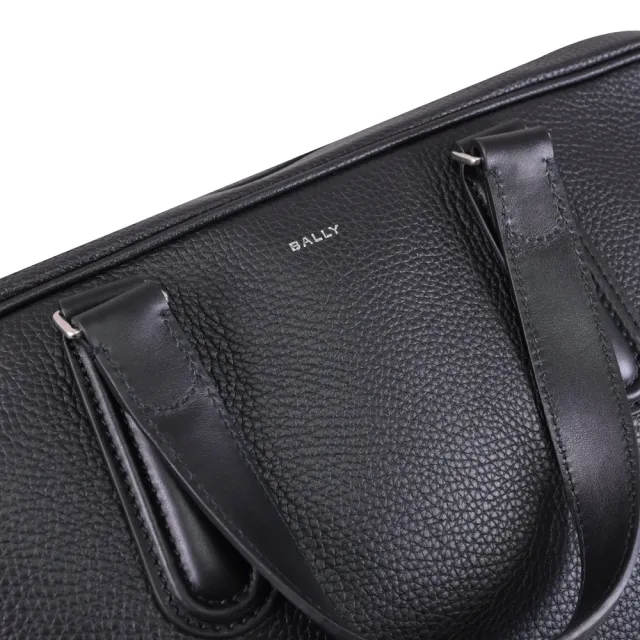 【BALLY】SPIN 燙銀LOGO荔枝牛皮雙拉鍊兩用公事包(全新福利品)