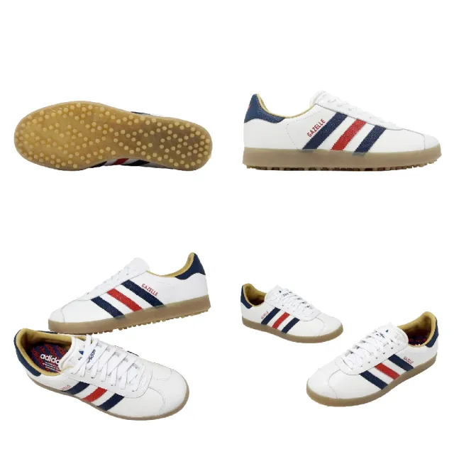 【adidas 愛迪達】高爾夫球鞋 Gazelle Golf 男鞋 白 防潑水 復古 膠底 無釘 JP7705