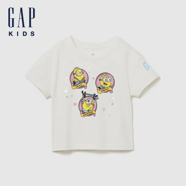 【GAP】嬰兒及幼兒Gap ×  Minions小小兵寬版圖案T恤-米白(901085)