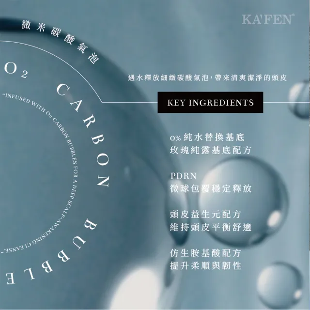 【KAFEN 卡氛】呼吸碳酸系列 洗髮精420ml (新品上市 院線級沙龍級蓬鬆/保濕/控油)PDRN