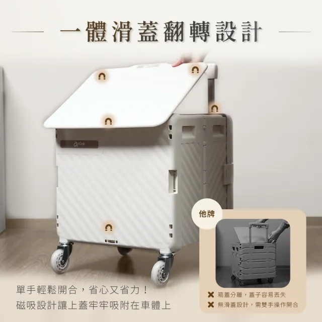 【Arlink】原廠公司貨75L萬向直排輪折疊收納手推車TL58(購物車/手推車/買菜車/摺疊購物車/露營車)