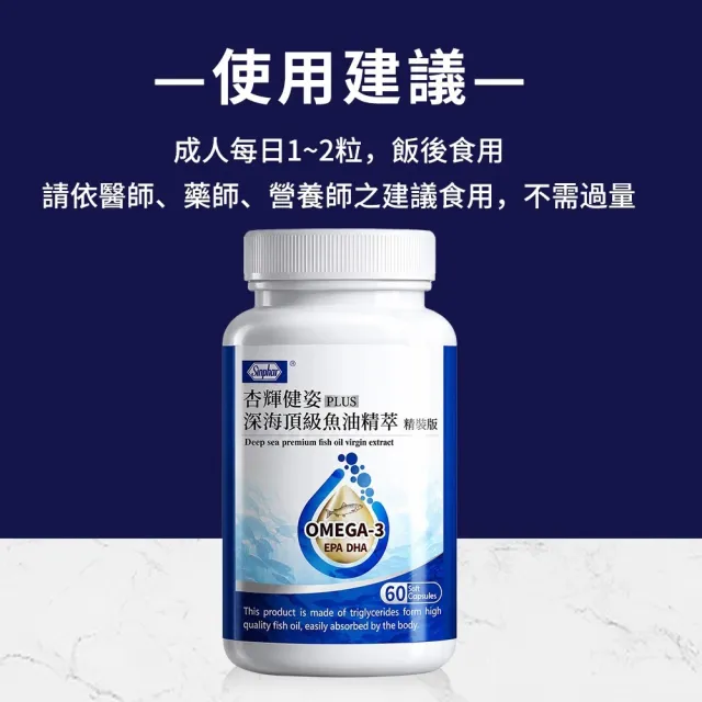 【妍選洋行】杏輝 高濃度深海魚油精裝版 60粒/瓶(Omega-3/EPA/DHA/維生素E/軟膠囊/好吞)