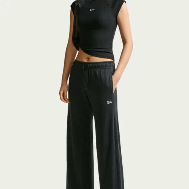 【NIKE 耐吉】AS W NSW MR PANT WIDE 黑色 女款 運動長褲 女款 寬鬆 IW1386-010