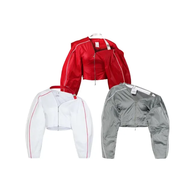 【NIKE 耐吉】W Jacquemus x Nike NRG Track Jacket 斜肩運動外套 灰/白/紅 FV5690