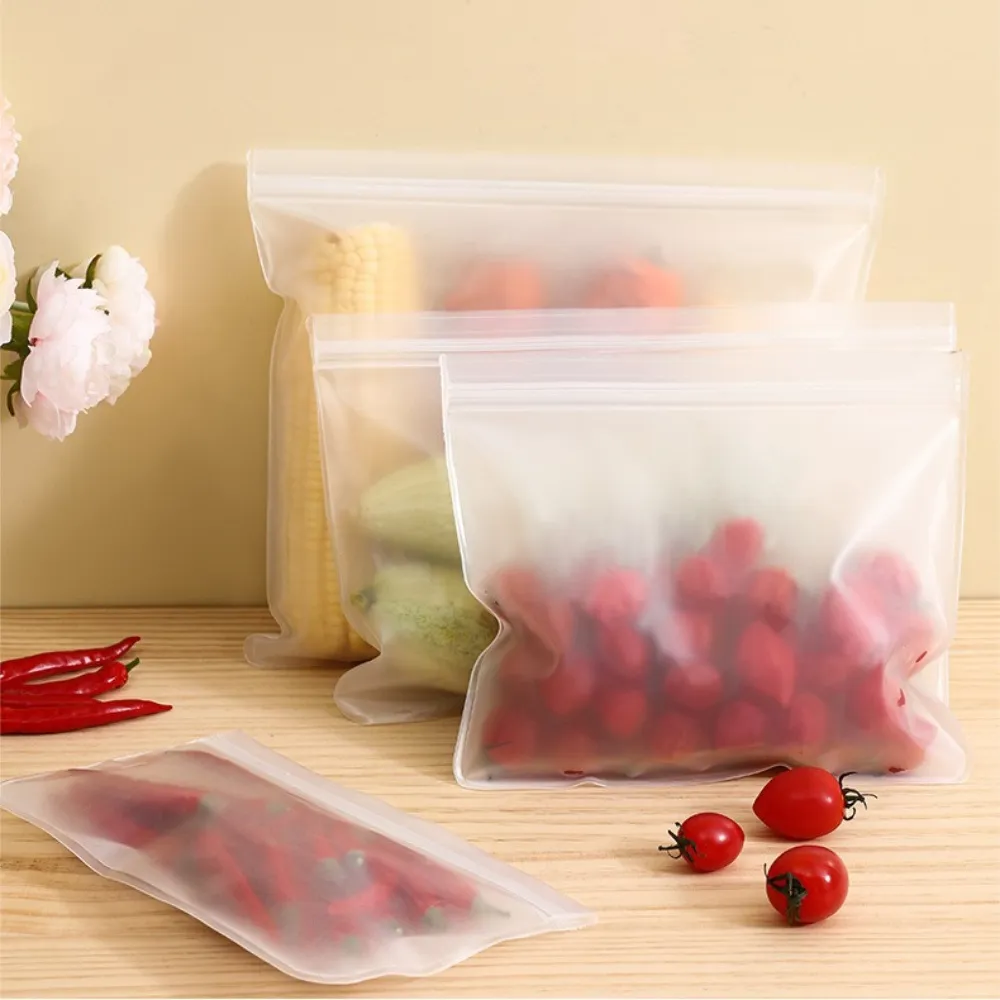 【Dagebeno荷生活】加厚EVA材質冰箱食物保鮮袋 防串味密封食材分裝夾鏈袋(大中小號各2入)