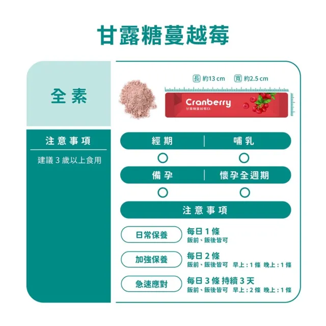 【營養師輕食】甘露糖蔓越莓EX 10入組(一盒15條 高達62mg前花青素 D-甘露糖 1000mg 益生菌添加)