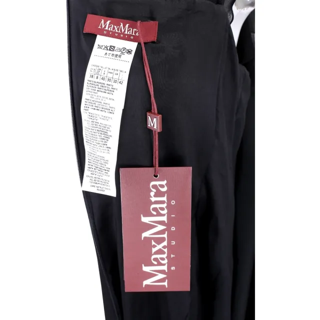 【MaxMara】透膚雪紡拼接黑色修身剪裁洋裝(義大利精品時裝)