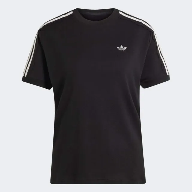 【adidas 愛迪達】Lace 3s Tee 女 T恤 運動上衣 休閒短袖 黑 亞版(LG4263)