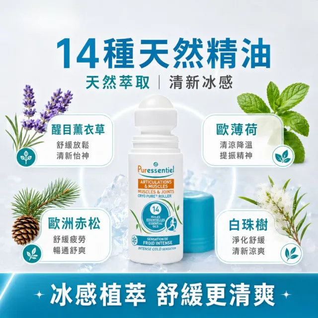 【Puressentiel 璞萃】璞萃 E°14 運動舒緩 調理滾珠 按摩滾珠 75ml