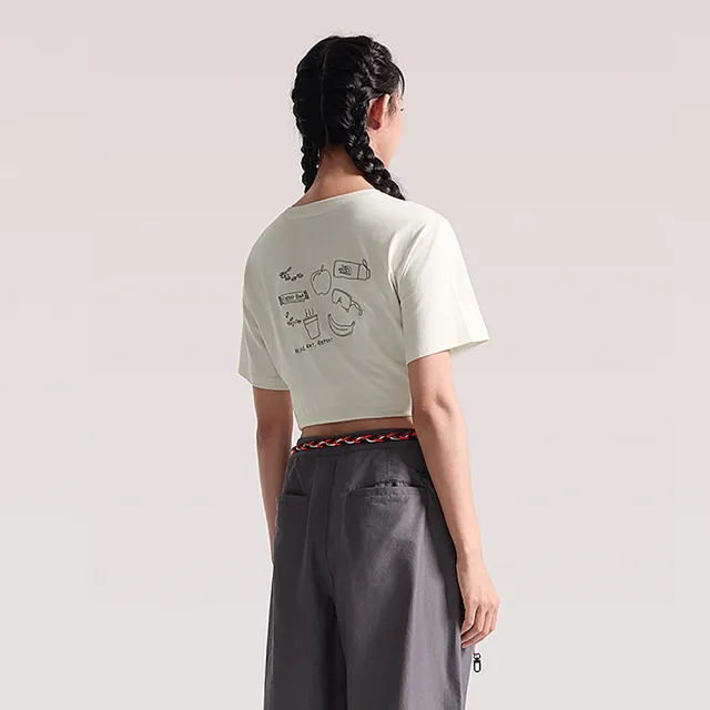 【The North Face】北臉 短袖上衣 女 純棉 W HIKE RLX SS TEE GRAPHIC 米白 NF0A8JKZQLI