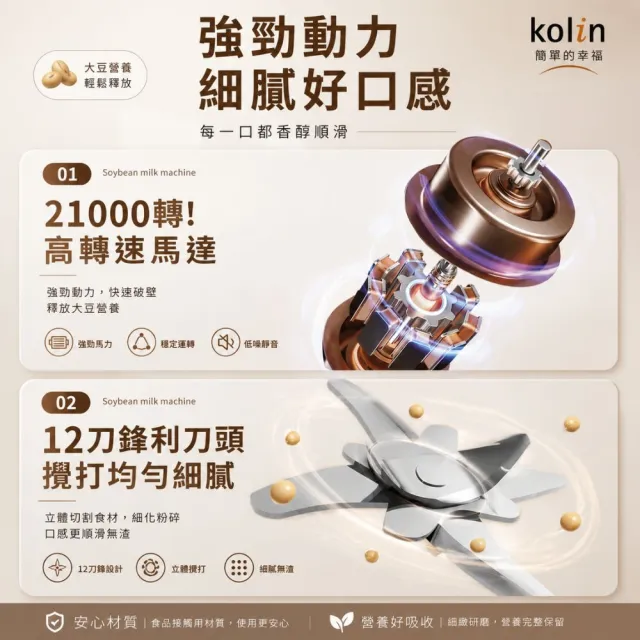 【Kolin 歌林】1.5L冷熱全營養調理破壁機豆漿機KJE-HC07旗艦機(調理機 果汁機 破壁機)
