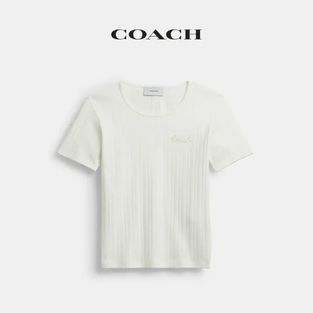 【COACH】蔻馳官方直營 網眼織物T恤-灰白色(CDT56)
