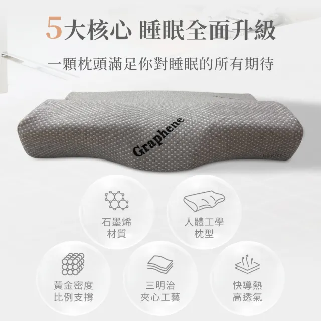 【Beroso 倍麗森】買一送一  石墨烯能量護頸益眠記憶枕頭(透氣親膚 機能枕 石墨烯枕 禮物 雙11)