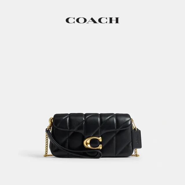 【COACH】蔻馳官方直營 絎縫細節TABBY 19號鏈帶斜背手袋-B4/黑色(CBH23)