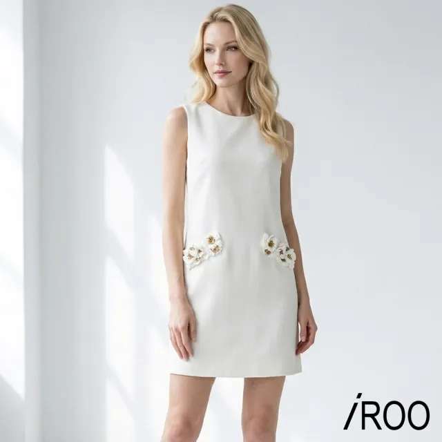 【iROO】立體花卉無袖洋裝