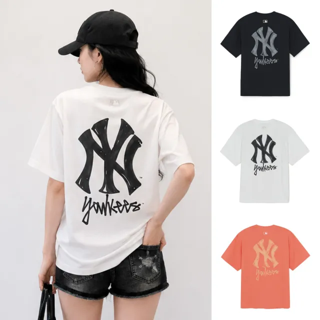 【MLB】涼感 簡約街頭Logo KARINA同款 短袖T恤 紐約洋基隊 (3ATSB0463-三色任選)
